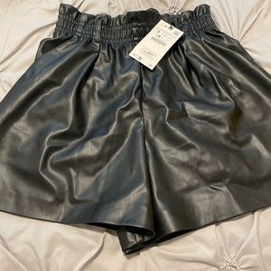 ZARA HIGH WAIST FAUX LEATHER SHORTS NWT